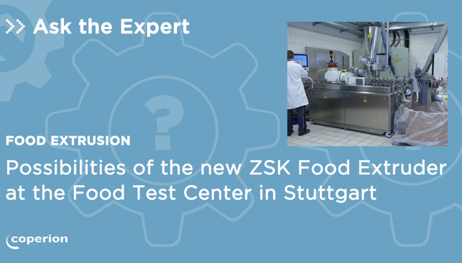 New ZSK Food Extruder in Coperion's Food Test Center in Stuttgart, Germany