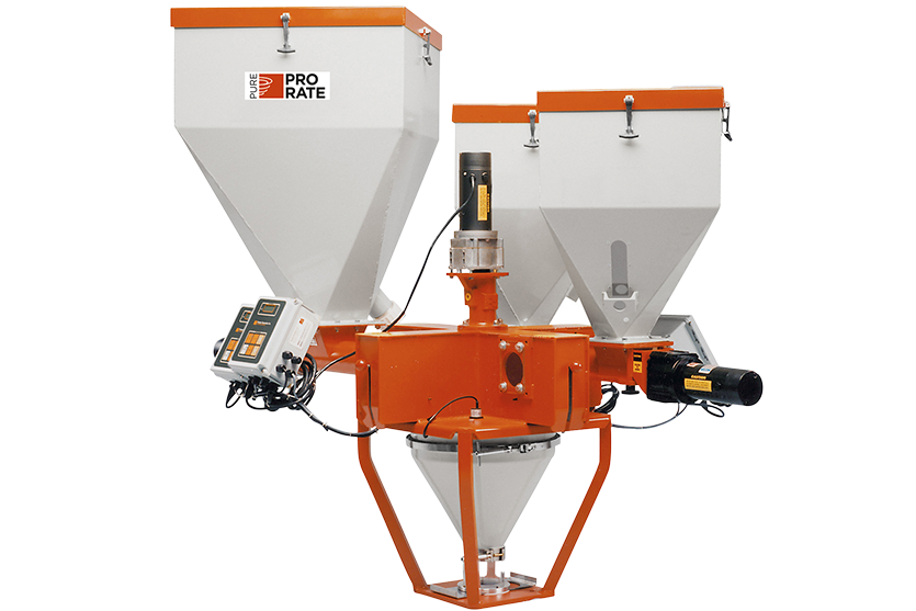 Three ProRate PURE Feeders on a ProBlend Mixer