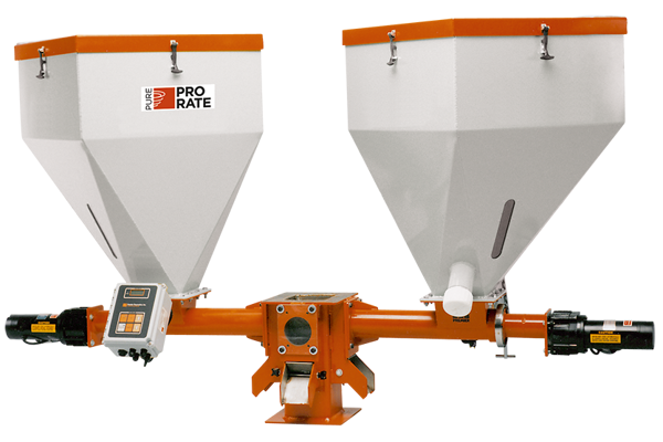 Two ProRate PURE II Feeders on a central gravity mixer stand