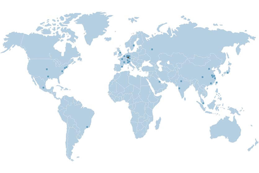 Coperion world map with all Coperion and Coperion K-Tron locations