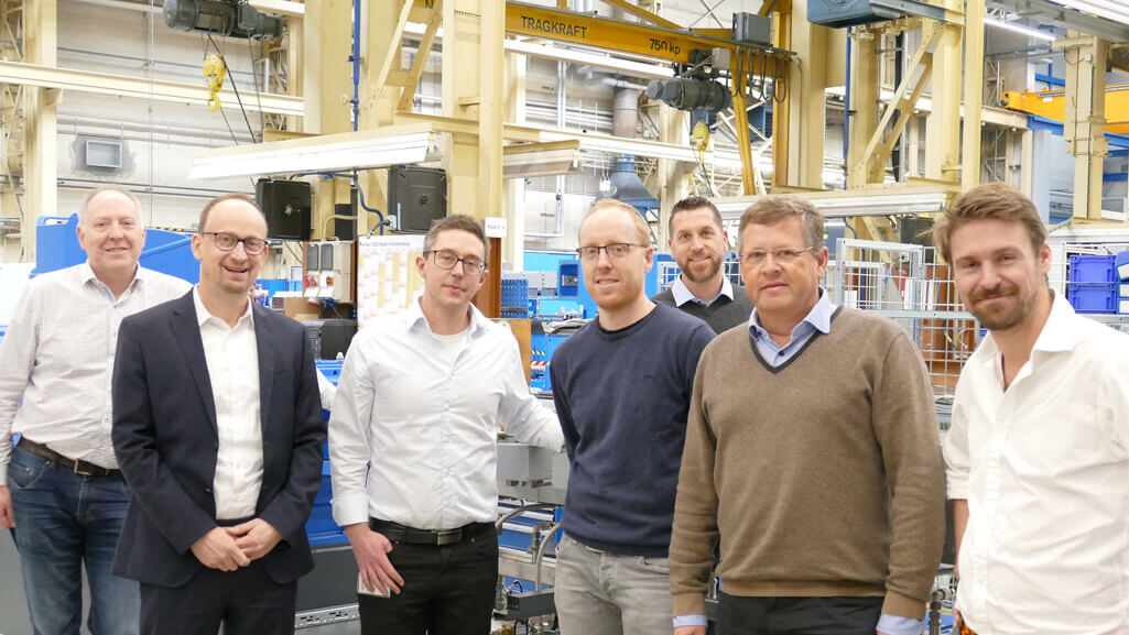 Coperion and RenCom team during project kick-off meeting in Stuttgart, Germany (from left to right: David Watmore, Peter von Hoffmann (both Coperion), Johan Verendel, RenCom, Stefan Hirsch, Levin Batschauer, Jörg Prochaska (all Coperion), Christopher Carrick (RenCom)