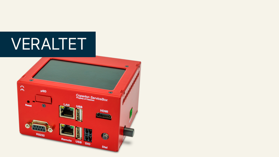 Coperion CSB ServiceBox mit "Veraltet"-Hinweis